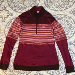 Kari Tara 1/2 Zip Silja Base-layer 100% Merino Wool Top Size Extra Large XL